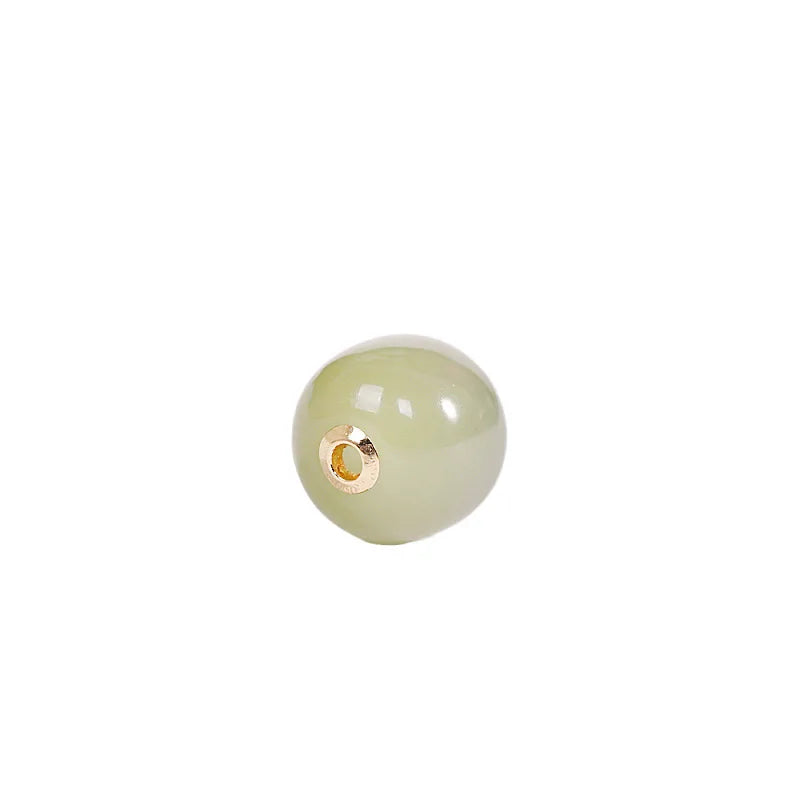 18K Mini Barrel Beads Jade Pendant Nature Hotan Golden Necklaces