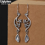 Peacock Phoenix Ethnic Vintage Earrings Thai Silver 925 Silver Earrings Brincos