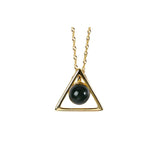Natural Perot Amber Triangle Pendant + Chain 925 Silver