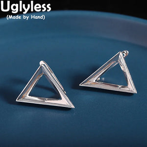 925 Sterling Silver Geometric Stud Earrings Glossy Silver