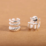 925 Sterling Silver Geometric Stud Earrings Glossy Silver