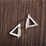 925 Sterling Silver Geometric Stud Earrings Glossy Silver