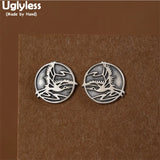 Thai Silver Flying Crane Studs Earrings for Women