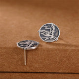 Thai Silver Flying Crane Studs Earrings for Women