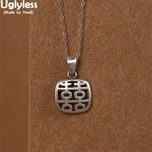 Ethnic Double XI Pendant Necklace 925 Silver
