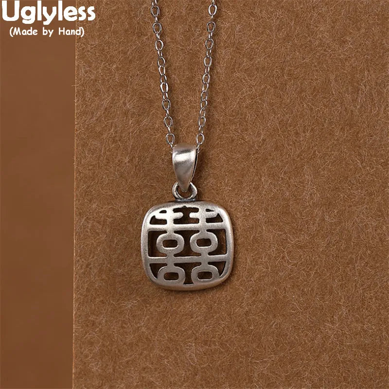 Ethnic Double XI Pendant Necklace 925 Silver