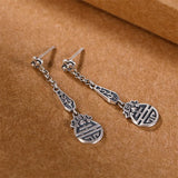 Chinese Longevity Wishes Jewelry 925 Silver Earrings for Women