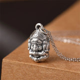 Real 990 Silver Elephant Pendant Buddha Necklace