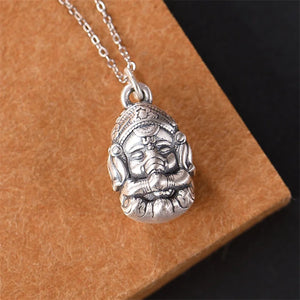 Real 990 Silver Elephant Pendant Buddha Necklace