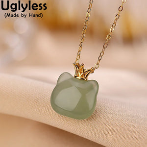 Cat Pendant 925 Sterling Silver Cat Jewelry Hotan Jade