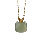 Cat Pendant 925 Sterling Silver Cat Jewelry Hotan Jade