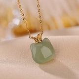 Cat Pendant 925 Sterling Silver Cat Jewelry Hotan Jade