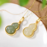 Double-side Enamel Gourd Jewelry Women Hotan Jade Pendants 925 Silver