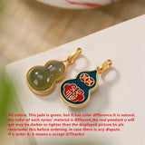 Double-side Enamel Gourd Jewelry Women Hotan Jade Pendants 925 Silver