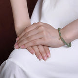 Hotan Jade Bracelet 6MM Gemstone 925 Sterling Silver Charms Bangle