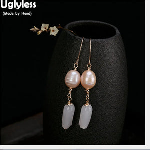 Baroque Pearl Lady Magnolia Flowers Earrings 925 Silver Gemstone Jade Jewelry