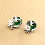 Thai Silver Cross Stud Earrings 925 Silver Pearl Chalcedony Brincos E1453