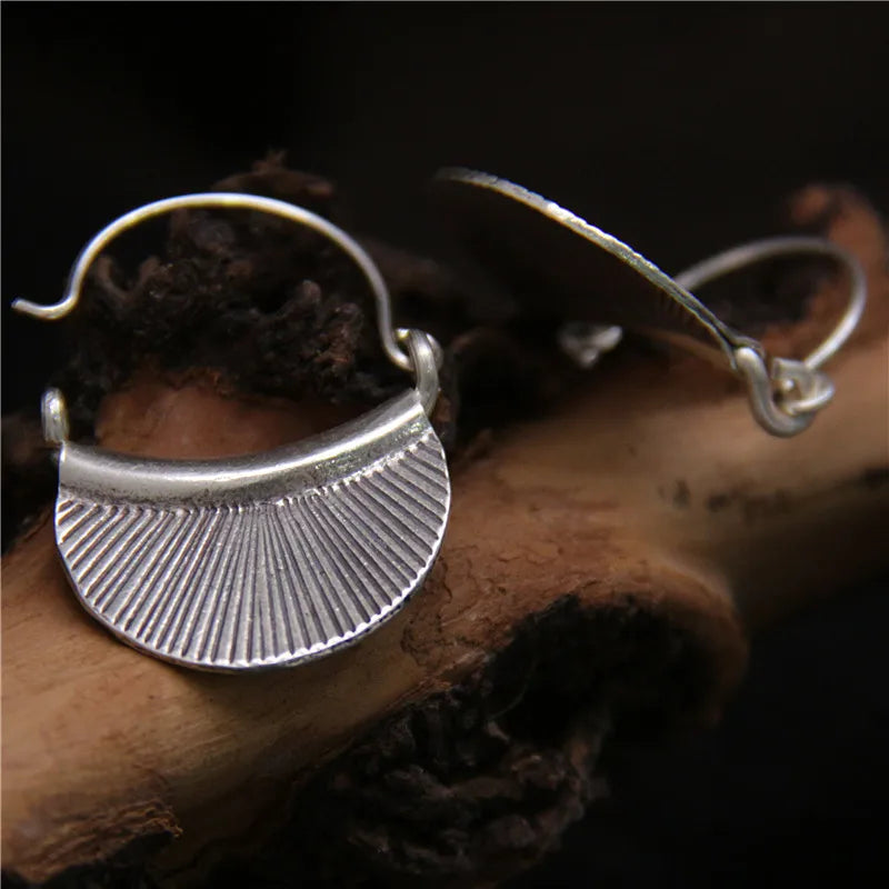 Exotic Hoops Earrings for Women 925 Sterling Silver Vintage Thai Silver Jewelry