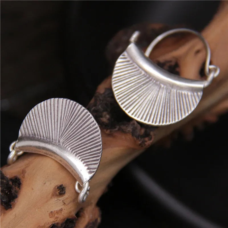 Exotic Hoops Earrings for Women 925 Sterling Silver Vintage Thai Silver Jewelry