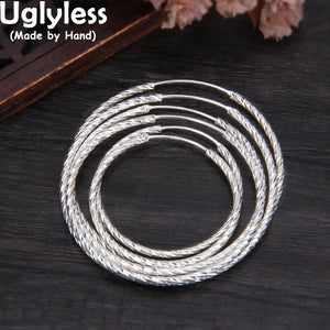 Women Minimalism 925 Silver Big Hoop Earrings Thin Brincos Bijoux