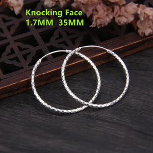 Women Minimalism 925 Silver Big Hoop Earrings Thin Brincos Bijoux