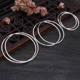 Women Minimalism 925 Silver Big Hoop Earrings Thin Brincos Bijoux