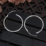 Women Minimalism 925 Silver Big Hoop Earrings Thin Brincos Bijoux