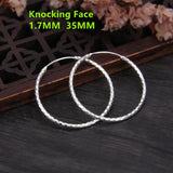 Women Minimalism 925 Silver Big Hoop Earrings Thin Brincos Bijoux