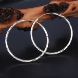 Women Minimalism 925 Silver Big Hoop Earrings Thin Brincos Bijoux