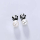 Baroque Pearl Flower Earrings 925 Silver