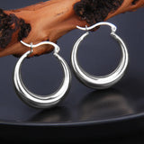 925 Sterling Silver Hollow Hoop Earrings for Women Shining Jewelry