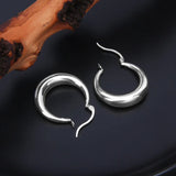 925 Sterling Silver Hollow Hoop Earrings for Women Shining Jewelry