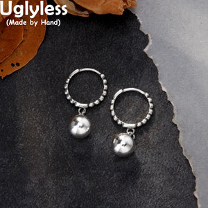 Silver Balls Dangle Earrings 925 Sterling Silver Brincos