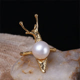 925 Silver Snail Ring & Brooch Set with Baroque Pearls