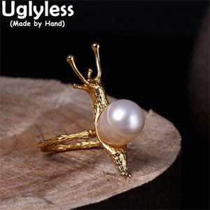 925 Silver Snail Ring & Brooch Set with Baroque Pearls
