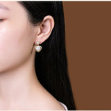 Heart Gemstone Earrings Natural Jade Agate Studs 925 Silver