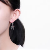Vintage Thai Silver Hollow Elephant Earrings with Agate Lapis