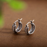 Thai Silver Hoop Earrings 925 Sterling Silver Vintage Jewelry