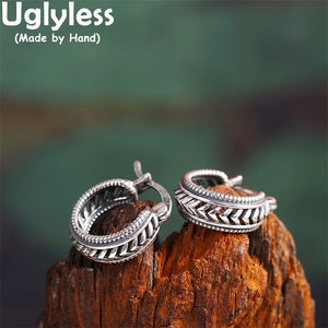 Thai Silver Hoop Earrings 925 Sterling Silver Vintage Jewelry