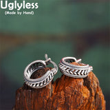 Thai Silver Hoop Earrings 925 Sterling Silver Vintage Jewelry