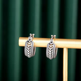 Thai Silver Hoop Earrings 925 Sterling Silver Vintage Jewelry