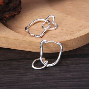 Sweet Heart Dangle Earrings 925 Silver Square Brincos