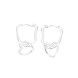 Sweet Heart Dangle Earrings 925 Silver Square Brincos