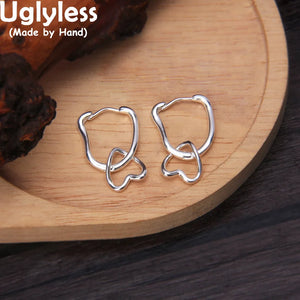 Sweet Heart Dangle Earrings 925 Silver Square Brincos