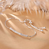 Bamboo Bracelets Sparkly Infinity Thin Chains 925 Sterling Silver