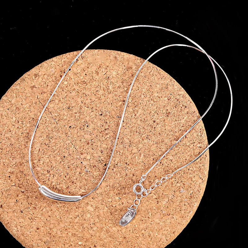 Minimalist Silver Pendant Necklace Snake Chain Real 925 Silver Jewelry