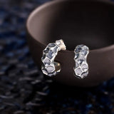 Thai Silver Unisex Stud Earrings, Irregular Bumpy Surface, Solid 925 Silver