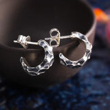 Thai Silver Unisex Stud Earrings, Irregular Bumpy Surface, Solid 925 Silver