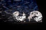 Thai Silver Unisex Stud Earrings, Irregular Bumpy Surface, Solid 925 Silver