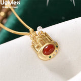 Fairy Tale Castle Necklace 925 Silver Pearl Agate Zircon Jewelry